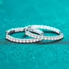 Hoop Huggie Smyoue Boucles d'oreilles créoles en or blanc 2,88 carats pour femmes Boucles d'oreilles en diamant pleine éternité scintillantes 3,1 cm en argent sterling 925 230609