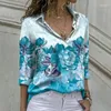 Frauenblusen Mode Frauen Hemd lässig Langsamen Frühlings- und Herbst 3D Blumendruck Plus Größe Frauen Kleidung