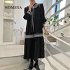 Abiti casual WDMSNA primavera pizzo francese stand collo abito cravatta fiocco colore a contrasto a pois donne coreano chic soffio manica lunga abiti