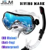 Dykmasker JSJM Professionell undervattensmaskdykning Mask Snorkel Scuba Snorkel Tube Set Anti-dimma Simning Dykningsglasögon för män Kvinnor 230612