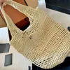 Prad Raffia Geweven Strandtas Hobo Onderarm Met Groentenmand Ontwerp Effen Portemonnees Ruime Zonnige Handtas Voor Weekendje weg