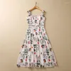 Casual Dresses European and American Women's Clothes 2023 Spring Sling Sleeveless Parrot Print Fashion Dress XXL