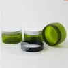 20 x 100g 333OZ lege groene medium plastic cosmetische pot 100CC verpakking met wit zwart doorzichtige deksels Sealgood Cqflv