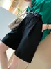 Cintura alta 2023 verão perna larga na altura do joelho moda cáqui preto conjunto casual shorts feminino P230606