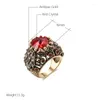 Cluster Ringen Wbmqda Boho Rode Kristal Grote Ring Voor Vrouw Antiek Goud Kleur Etnische Bruids Vintage Bruiloft Sieraden Geschenken 2023