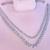 Подвесные ожерелья Оптовая форма 5A ФОРМА СЕРДА CZ ICED OUT BLING Heart CZ Теннисное ожерелье для женщин подруги Подарок валентинки модные украшения 230609