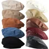 Berets Autumn Winter Pu Leather Solid Octagonal News Boys 'Retro Fashion Artist's Hat Women's Beret G230612