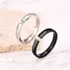 Wedding Rings Simple High Polished Black/Silver Color Stainless Steel Cubic Zirconia Stone Engagement For Men Woman