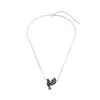 Pendant Necklaces Punk Long Black Crystal Flying Bird Necklace For Women Adjustable Handmade Jewelry