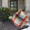 Christmas Decoration Outdoor Yard Ball Pvc Inflatable Toy 60cm Red Snowflakes Stripe Lattice Printing Xmas Ornament Balls Home Gifts for Women JN12