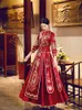 Vestuário étnico Requintado Fênix Bordado Gola Mandarim Casamento Cheongsam Estilo Chinês Noiva Cetim Lantejoulas Vestido de Noiva Miçangas