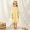 Mädchen Kleider Mädchen Flowy Tiered Prinzessin Kleid Frühling Herbst Neue Baby Mädchen Baumwolle Casual Lose Gelb Kinder Kleidung R230612