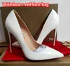 Marka Elbise Ayakkabı Smed Toe Lüks Marka Kırmızı Parlak Sole Pompalar Seksi 6cm 8cm 10cm 12cm Stiletto Ladies Düğün Ayakkabıları 34-44