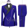 Garnitury Jeltonewin 2022 Przystojne mężczyzn garnitury ślubne podwójnie piersi czarna kurtka spodnie Groomsman Formal Groom Party Tuxedos Costume Homme