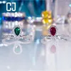 Cluster Ringen Luxe 925 Sterling Zilver Emerald 5A Zircon Diamond Ring Fancy Color Teardrop Noble Ruby Crown Elegante Bruiloft Fijne Sieraden