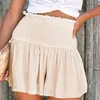 Kvinnors shorts Loose Summer Woman Pleated Ruffle High midje Streetwear Beach Flowy Women's Casual Short Pants