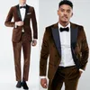 Herrenanzüge nach Maß (Jacke, Hose), Anzug für Herren, Winter, Samt, 2-teilig, Bräutigam, Smoking, Hochzeit, formeller Abschlussball, Abendessen, Party, Blazer, Hose, Outfit