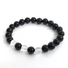 Braccialetti con ciondoli Clear Q-uartz Black Onyx Bracciale con perline Uomo Chakra Healing Stone Mala Energy Wrist For Men