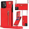 kostenloser DHL Großhandel CrossBody Lanyard Zipper Wallet Cards Solt Case für iPhone 14 Pro Max 13 12 11 SE XR XS 7 8 Plus Crossbody Geldbörse Cover