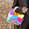 Avondtassen Unieke Kleurrijke Hartvorm Vrouwen Pluche Crossbody Nolvelty Grappige Ontwerpen Leuke Lolita Handtas Voor Dames Kettingen Schoudertas