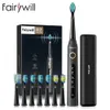 Brosse à dents Fairywill FW-507 Brosse à dents électrique sonique 5 modes Chargeur USB Brosses à dents Minuterie de remplacement Brosse à dents sonique 8 têtes de brosse 230609