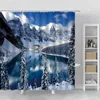 Shower Curtains Winter Snow Forest Christmas Curtain Tree Jungle Landscape Xmas Year Decor Background Cloth Bathroom Bath