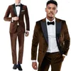 Ternos masculinos feitos sob medida (calças de jaqueta) terno masculino inverno veludo 2 peças noivo smoking casamento formal baile de formatura jantar festa blazer calças roupa