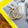 Boucles d'oreilles créoles mode géométrique ronde grand acier inoxydable pour femmes bijoux cadeau exagération ovale accessoires coréens