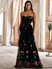 Vestidos Sexy urbanos YISIKADO Floral bordado malla Bustier cinturón vestido Formal elegante 2023 230612