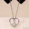 Pendanthalsband 2022 Heart Necklace Series for Women Luxury Silver Color Chain With CZ Wedding Trend Eternity Jewelry R230612