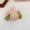 Pinces à cheveux Doux Femmes Chapeaux Rose Clair Maille Fleur Boucles De Cheveux Élasticité Corde Accessoires De Mode 1 PCS