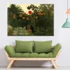 Jungle Animals Canvas Wall Art Ręcznie malowana egzotyczna walka krajobrazu między gorylem Indian Henri Rousseau malowanie wysokiej jakości