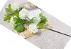 Teste di fiori secchi palla di neve Ramo di ortensia decorazione della stanza bianca fiori di seta artificiale con foglia verde per la fotografia di decorazioni domestiche
