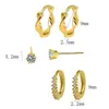 Orecchini a cerchio Fashion squisito set di zirconi di cristallo per le donne Statement Twisted Huggie Earring Studs Ear Piercing Party Jewelry