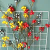 Dried Flowers 1PC DIY Artificial Berries Branch Foam Fruit Plastic Fake Leaf Decorative Red Plant For Home Decor