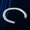 Chaîne Smyoue Bracelet cubain plaqué or 18 carats pour femmes hommes Bracelet en diamant à haute teneur en carbone Bijoux en argent sterling 925 Chaîne à maillons hip hop 230609