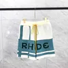 Shorts Apricot Orange Rhude Knit Jacquard Men Women Patchwork Real Tag Yellow Drawstring Breeches