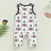 Jumpsuits Newborn baby boy girl cotton sleeveless round neck denim printed jumpsuit for children in summer G220606