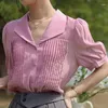 Women's Blouses Sweet Gentle Puff Sleeve Shirt Female 2023 Spring Summer Purple Korean Chic Casual Top