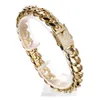 Colares com Pingente Miami Cuban Link Curb Chain Bracelet for Women Men Bangls Gold Color Aço Inoxidável Luxo Crystal Wristband Chains Jewelry 230609