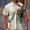 Men's Polos Animal Polo Shirt Ferocious Tiger 3D Printing Summer Short Sleeve Top Fashion Streetwear Breathable Oversized Man Clothing