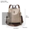 wholesale ladies shoulder bag classic Joker khaki printed handbag large outdoor leisure leather travel backpack color matching double zipper fashion backpacks