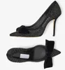 Luxury Wedding Love Sandals Shoes Black White Crystal Mesh High Heels Party pointed toe Lady Pumps Comfort Walking EU35-43