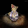 Cluster Rings Est Antique Appearance Jewelry Garnet Ring Two-tone Gold Plated Gift For Women Wedding Party Engagement