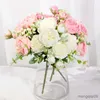 Getrocknete Blumen, rosa Seide, Pfingstrose, künstliche Rose, Hochzeit, Zuhause, DIY-Dekor, hochwertiger großer Blumenstrauß, Schaumstoff-Zubehör, Basteln, weiße Kunstblume