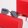 lunettes de soleil design sans monture diamant coupe lunettes corne de buffle cadre en bois lentille brune Mode ins net rouge mêmes hommes et femmes vintage gros carti lunettes 13CG9T