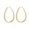 Boucles d'oreilles créoles mode géométrique ronde grand acier inoxydable pour femmes bijoux cadeau exagération ovale accessoires coréens