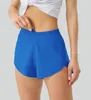 Lululy Athletic Hotty Hot Shorts 4 inseam織られた偽のツーピーススポーツ下着フィットネスランニングジム服ヨガパンツブーティーショート