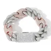 Heren Bedelarmband 20mm Mix Wit Rose Vergulde Bling Ice Out CZ Cubaanse Ketting Armband heren Hip Hop Sieraden Groothandel