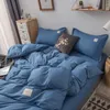 Yatak Setleri Nordic Yatak Seti Basit Düz Çeteler Yorgan Yorgan Kapak Kılıf Keten Tek Kraliçe Tam Boyut Katı Ev Tekstil Z0612